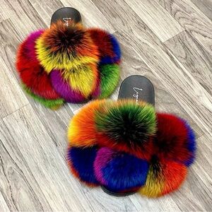 Colorful Fur Slide Sandals
